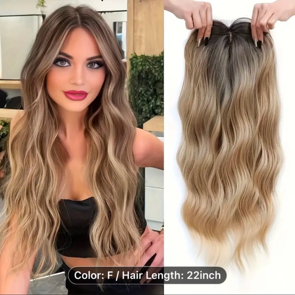 Other - 22” Ombre  Dark Brown Blonde Synthetic Hair Topper